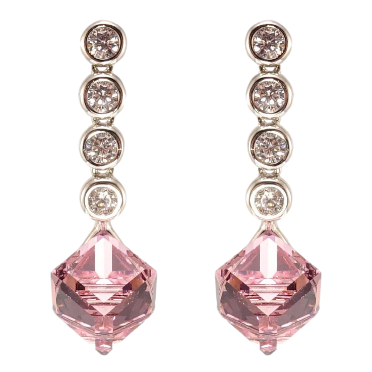 Сережки Xuping колір Родій з кристалами Swarovski пусети Кристали Light Rose фото №7