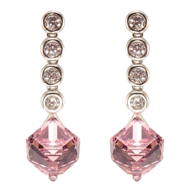 Серьги Xuping цвет Родий с кристаллами Swarovski пусеты Кристаллы Light Rose фото №3