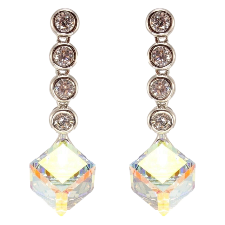 Сережки Xuping колір Родій з кристалами Swarovski пусети Кристали Shimmer фото №1