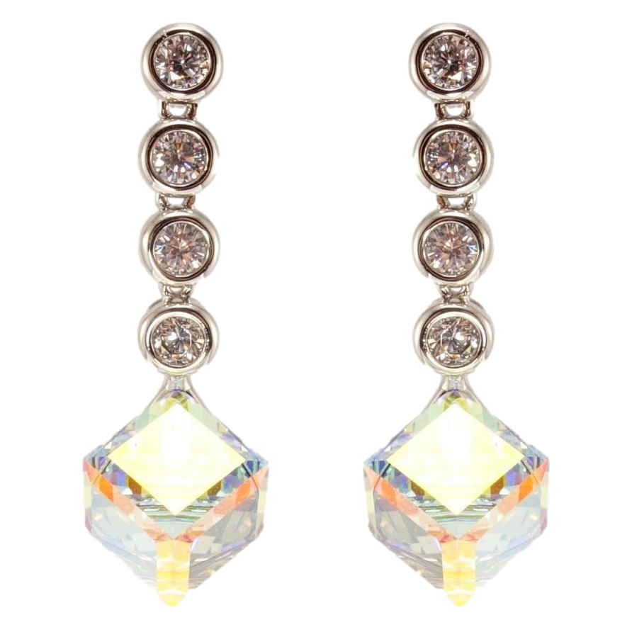 Серьги Xuping цвет Родий с кристаллами Swarovski пусеты Кристаллы Shimmer фото №1