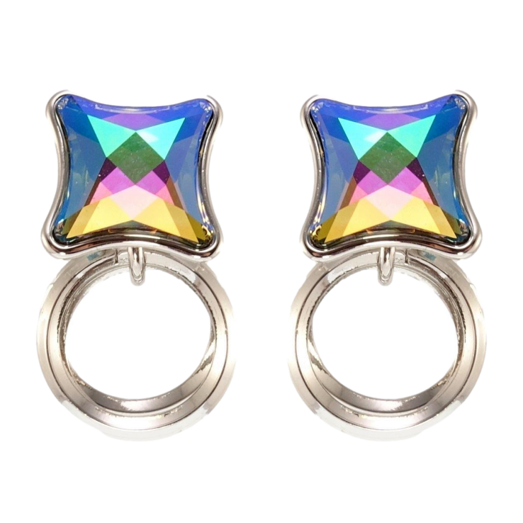 Сережки Xuping колір Родій з кристалами Swarovski пусети Кристали Scarabaeus Green колечки фото №16