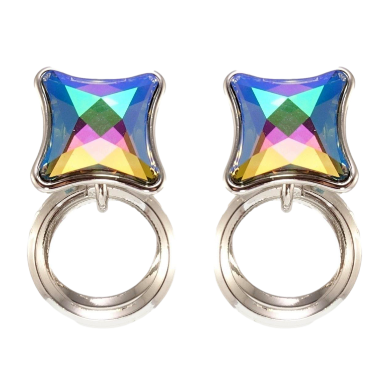 Серьги Xuping цвет Родий с кристаллами Swarovski пусеты Кристаллы Scarabaeus Green колечки фото №13