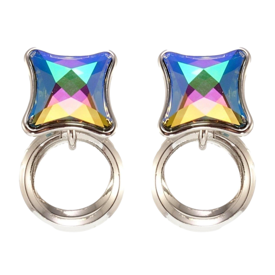 Сережки Xuping колір Родій з кристалами Swarovski пусети Кристали Scarabaeus Green колечки фото №1