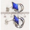 Серьги Xuping цвет Родий с кристаллами Swarovski пусеты Кристаллы Capri Blue колечки фото №2