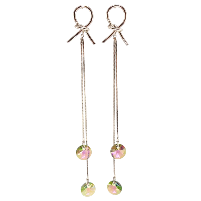 Серьги Xuping цвет Родий с кристаллами Swarovski пусеты Петельки с кристаллами Vitrail Medium фото №21