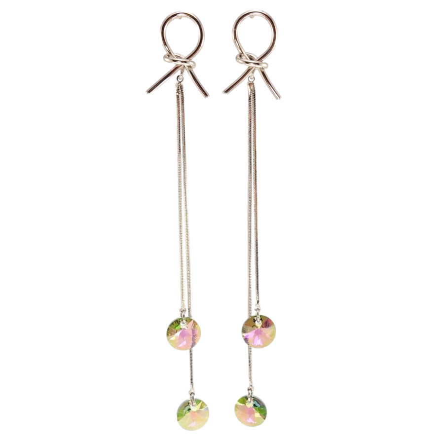 Сережки Xuping колір Родій з кристалами Swarovski пусети Петелі з кристалами Vitrail Medium фото №1