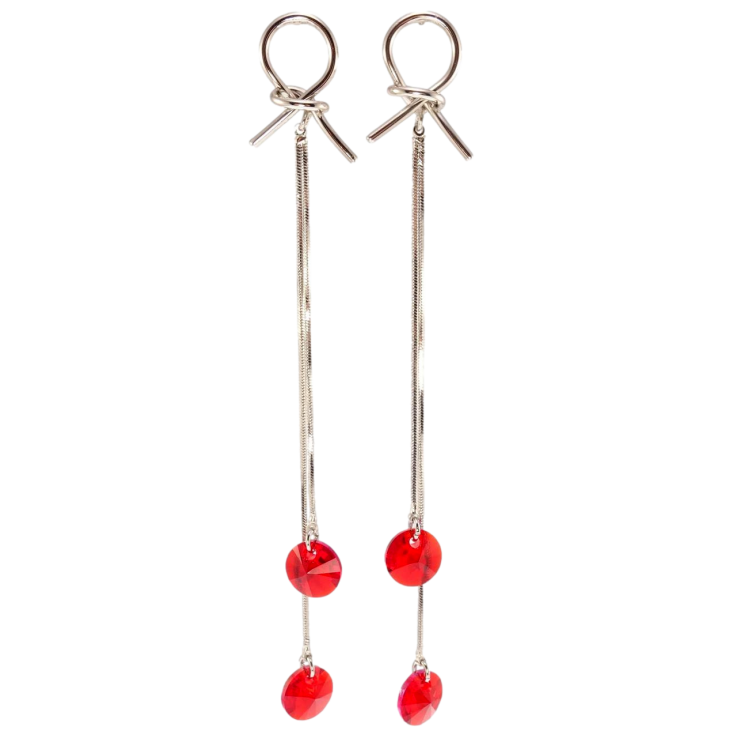 Сережки Xuping колір Родій з кристалами Swarovski пусети Петелі з кристалами Siam фото №16