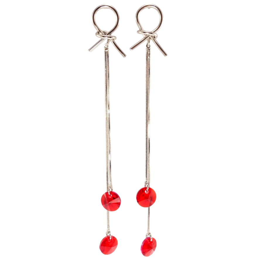 Сережки Xuping колір Родій з кристалами Swarovski пусети Петелі з кристалами Siam фото №1