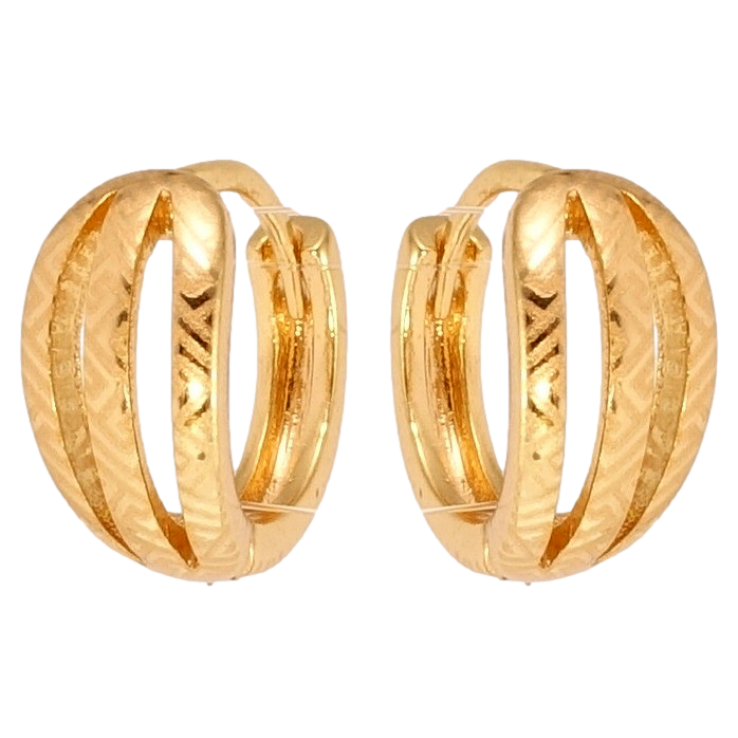 Серьги Xuping Позолота 18K колечки Полосатые с узором напылением фото №12