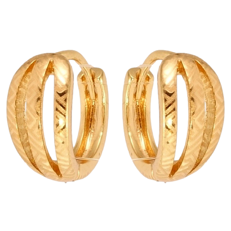 Серьги Xuping Позолота 18K колечки Полосатые с узором напылением фото №1