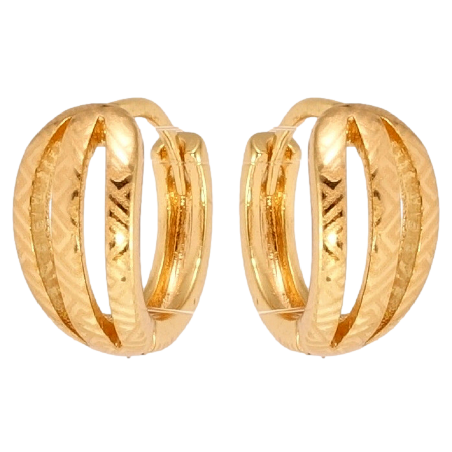 Серьги Xuping Позолота 18K колечки Полосатые с узором напылением фото №1