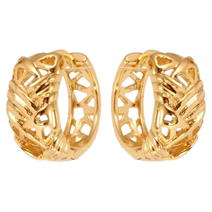 Серьги Xuping Позолота 18K колечки Косичка с резным узором фото №21