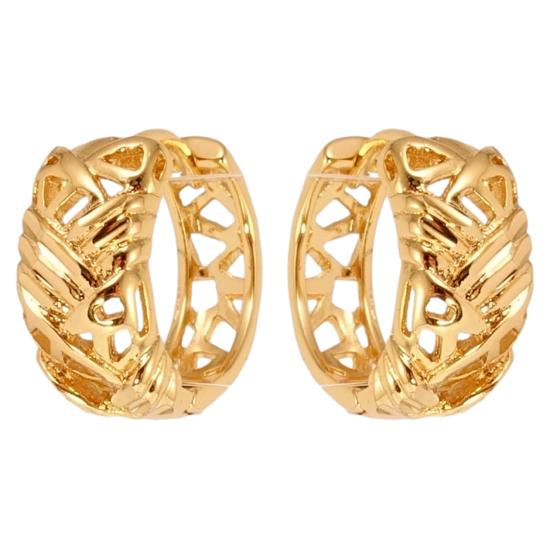 Серьги Xuping Позолота 18K колечки Косичка с резным узором фото №1