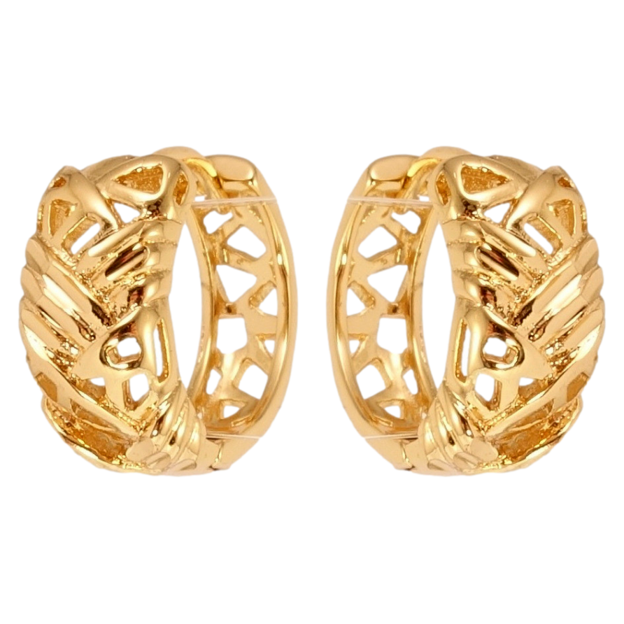 Серьги Xuping Позолота 18K колечки Косичка с резным узором фото №1