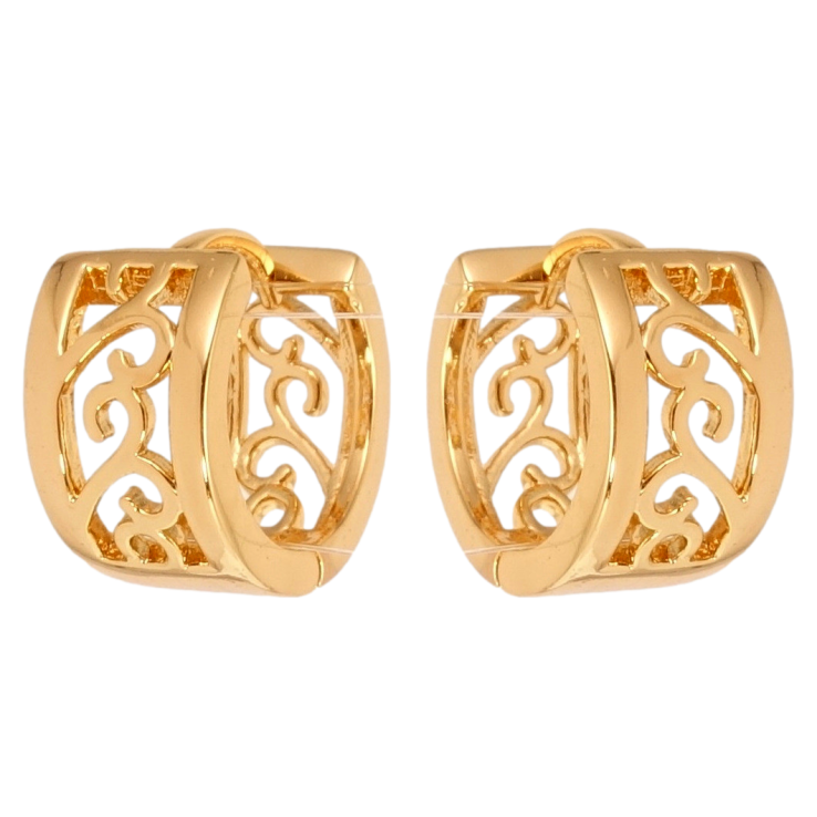 Серьги Xuping Позолота 18K колечки Резной вензельный орнамент фото №20