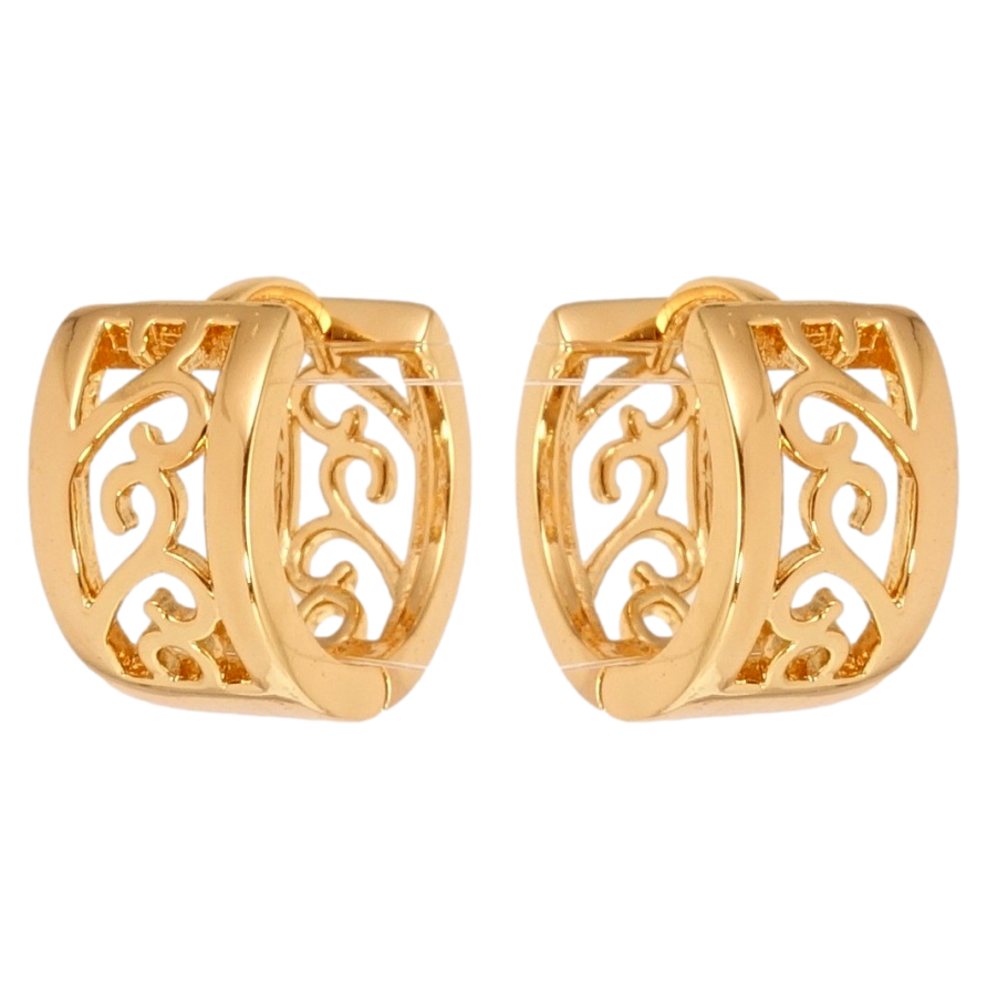 Серьги Xuping Позолота 18K колечки Резной вензельный орнамент фото №1