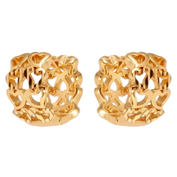 Серьги Xuping Позолота 18K колечки Резной орнамент сердечками с насечками фото №8