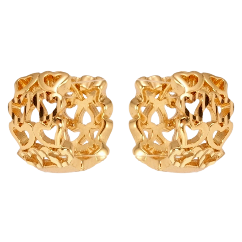 Серьги Xuping Позолота 18K колечки Резной орнамент сердечками с насечками фото №1