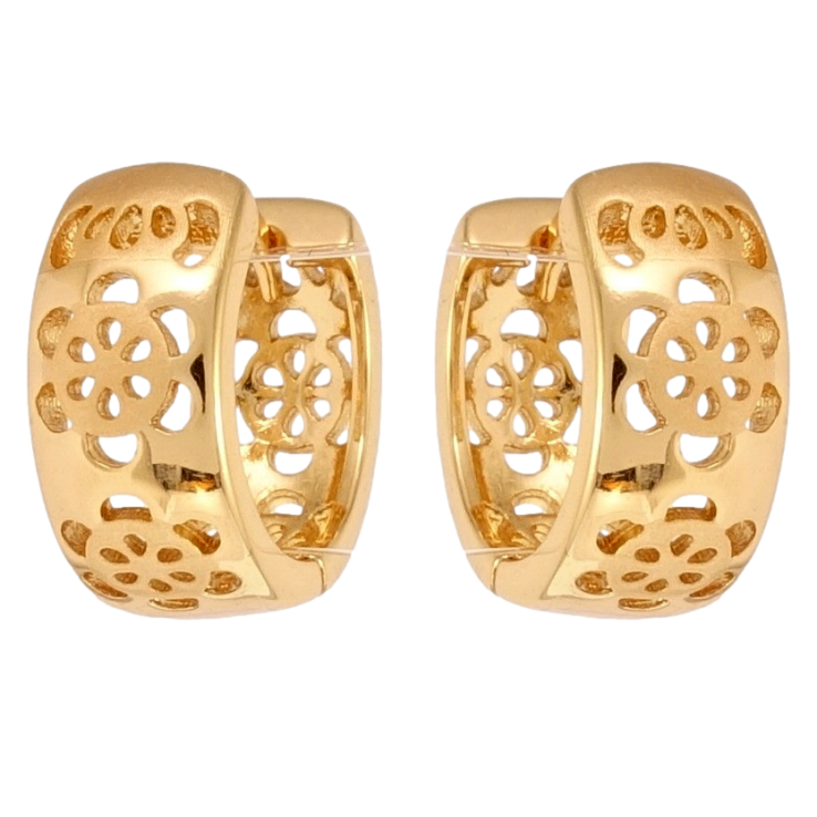 Серьги Xuping Позолота 18K колечки Резной цветочный орнамент с напылением фото №6