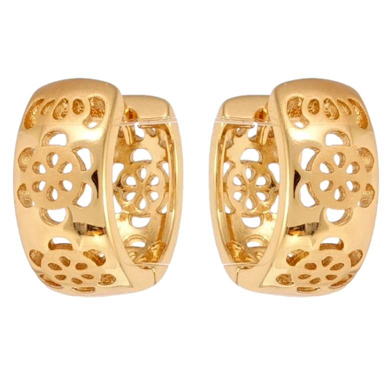 Серьги Xuping Позолота 18K колечки Резной цветочный орнамент с напылением фото №1
