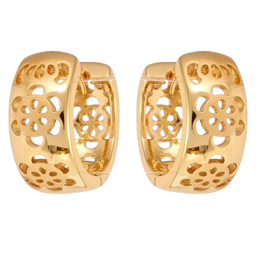 Серьги Xuping Позолота 18K колечки Резной цветочный орнамент с напылением фото №1