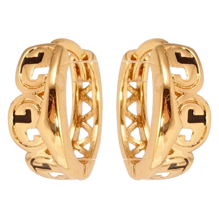 Серьги Xuping Позолота 18K колечки Декоративный орнамент с прокраской черно-белой эмалью фото №23