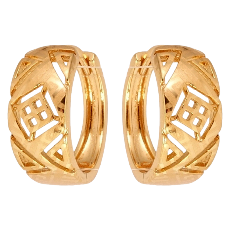 Сережки Xuping Позолота 18K колечка Декоративний різьблений орнамент із напиленням фото №1