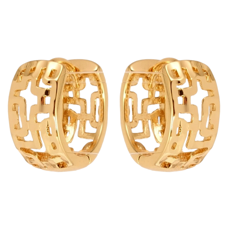 Сережки Xuping Позолота 18K колечка Декоративний різьблений орнамент фото №1