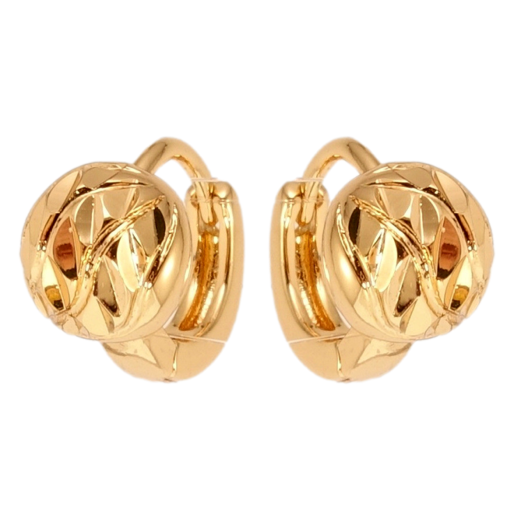 Серьги Xuping Позолота 18K колечки Полусферы с насечками фото №7