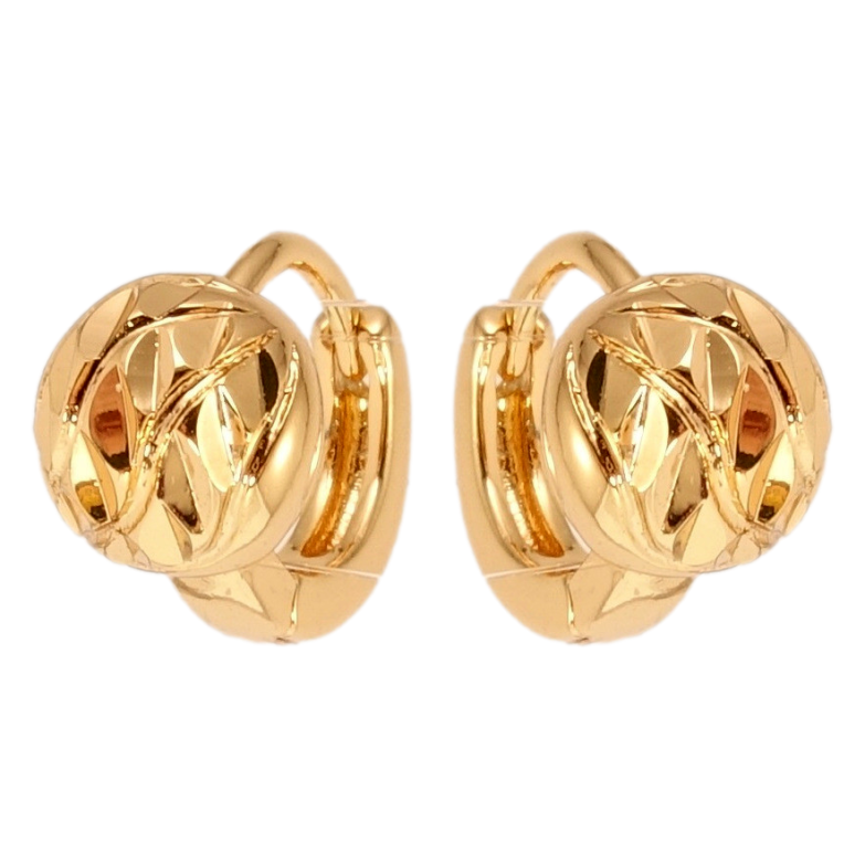 Серьги Xuping Позолота 18K колечки Полусферы с насечками фото №1