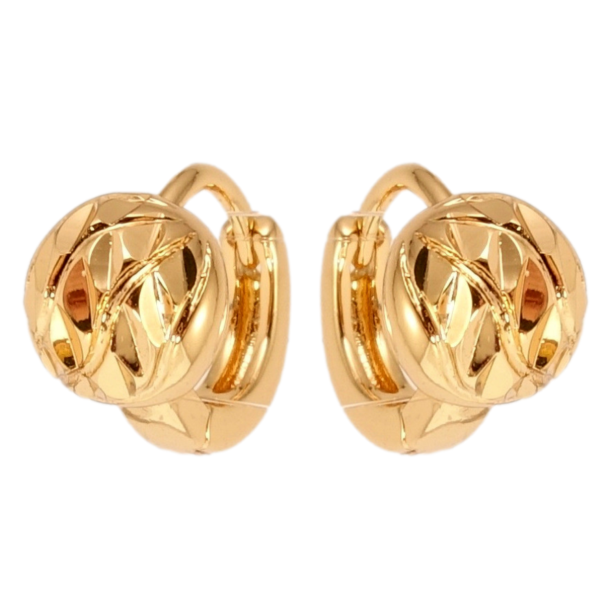 Серьги Xuping Позолота 18K колечки Полусферы с насечками фото №1