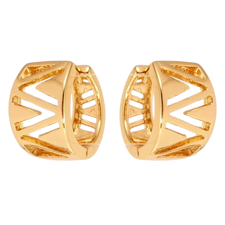 Серьги Xuping Позолота 18K колечки Широкие с резным зигзагообразным узором фото №6