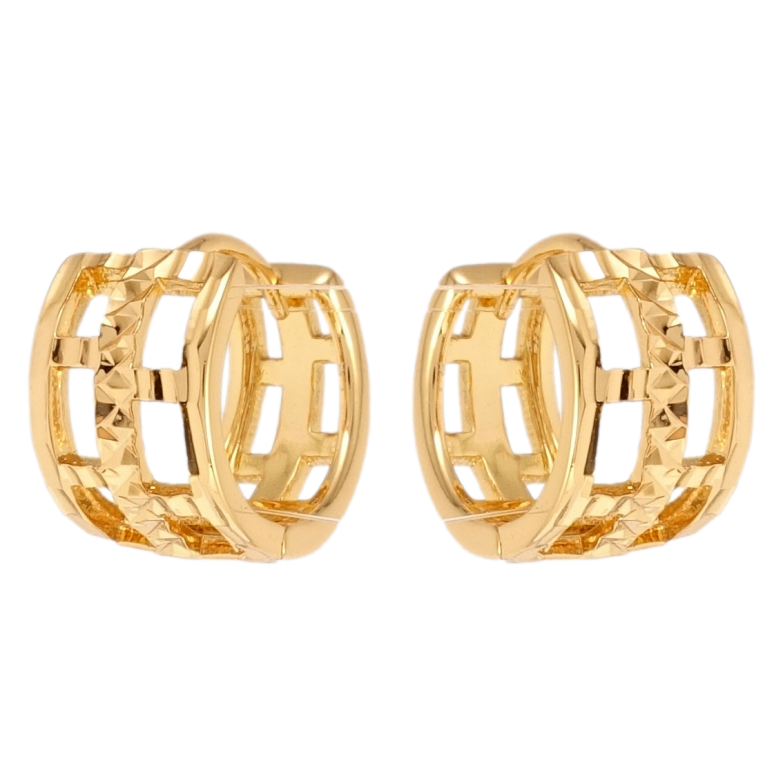 Сережки Xuping Позолота 18K колечка Гратовий візерунок з насічками фото №3