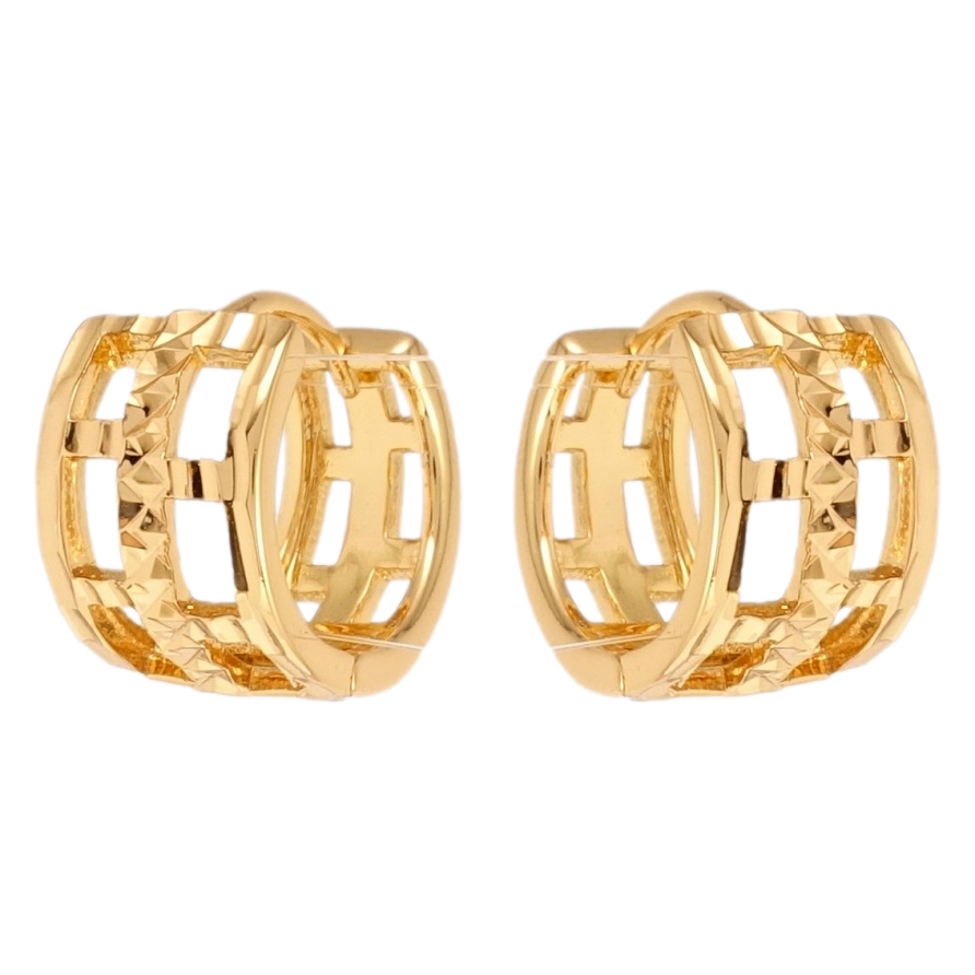 Серьги Xuping Позолота 18K колечки Решетчатый узор с насечками фото №1