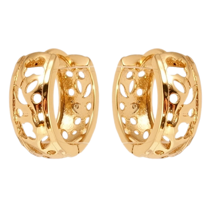 Серьги Xuping Позолота 18K колечки Резной растительный орнамент фото №3
