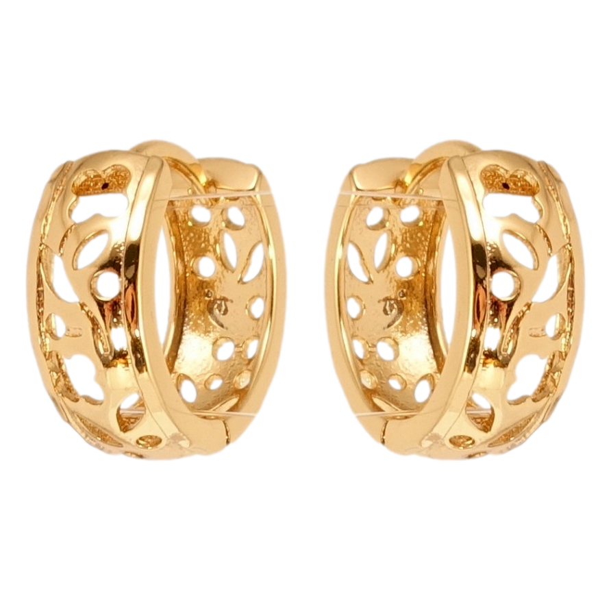 Серьги Xuping Позолота 18K колечки Резной растительный орнамент фото №1