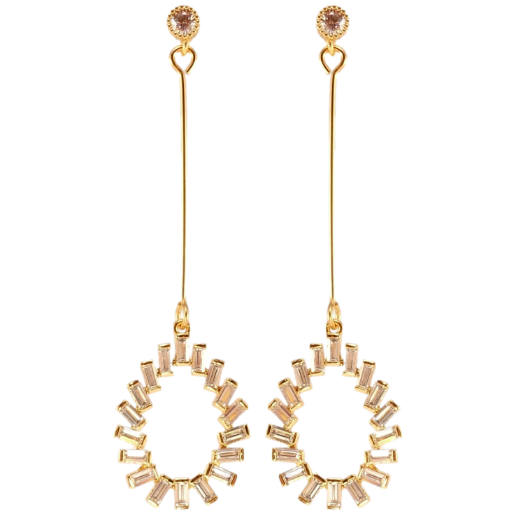 Сережки Xuping Позолота 18K пусети Краплясті підвіски з цирконію фото №13