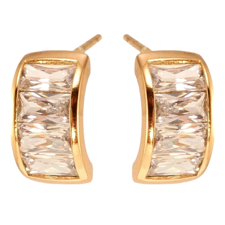 Сережки Xuping Позолота 18K пусети Дуги з доріжками цирконію фото №17