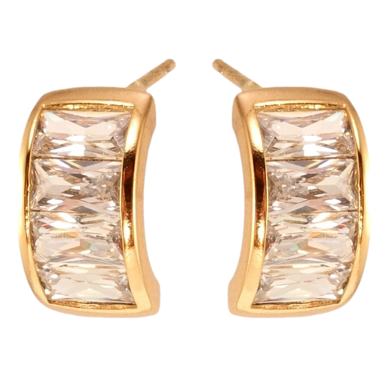 Серьги Xuping Позолота 18K пусеты Дуги с дорожками циркония фото №1