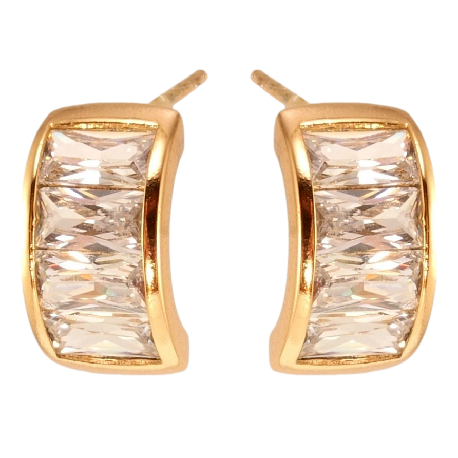 Сережки Xuping Позолота 18K пусети Дуги з доріжками цирконію фото №1