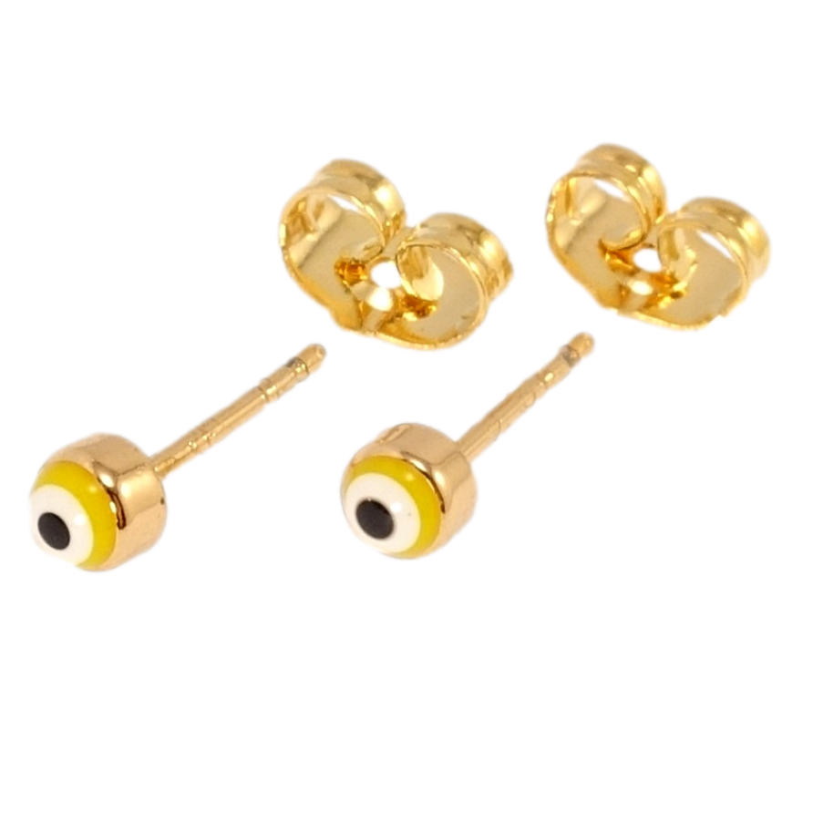 Сережки Xuping Позолота 18K пусети Жовте Око Фатіми емаль ø 4мм фото №1