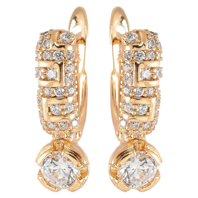 Сережки Xuping Позолота 18K англійський замок Інкрустація цирконієм фото №3