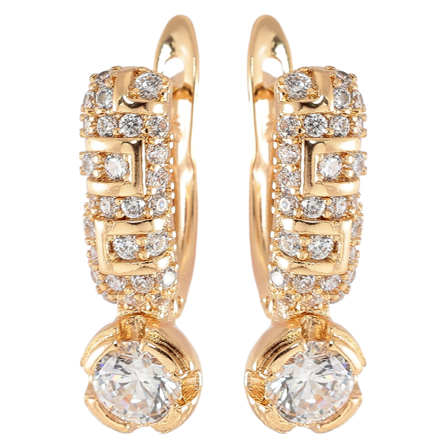 Сережки Xuping Позолота 18K англійський замок Інкрустація цирконієм фото №1