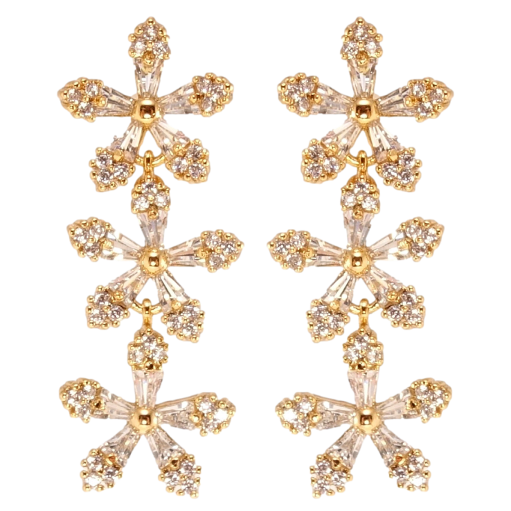 Сережки Xuping Позолота 18K пусети Кристальні квіти фото №12