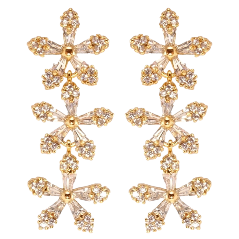 Сережки Xuping Позолота 18K пусети Кристальні квіти фото №1