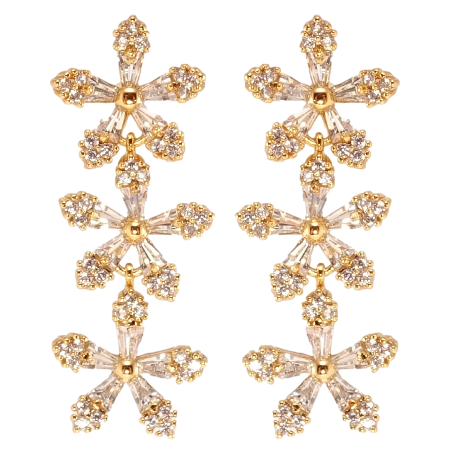 Сережки Xuping Позолота 18K пусети Кристальні квіти фото №1