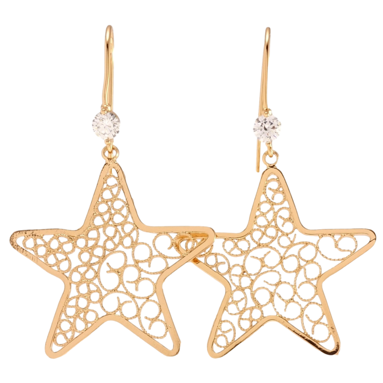 Серьги Xuping Позолота 18K французский замок Ажурные звезды узор на одну сторону фото №15