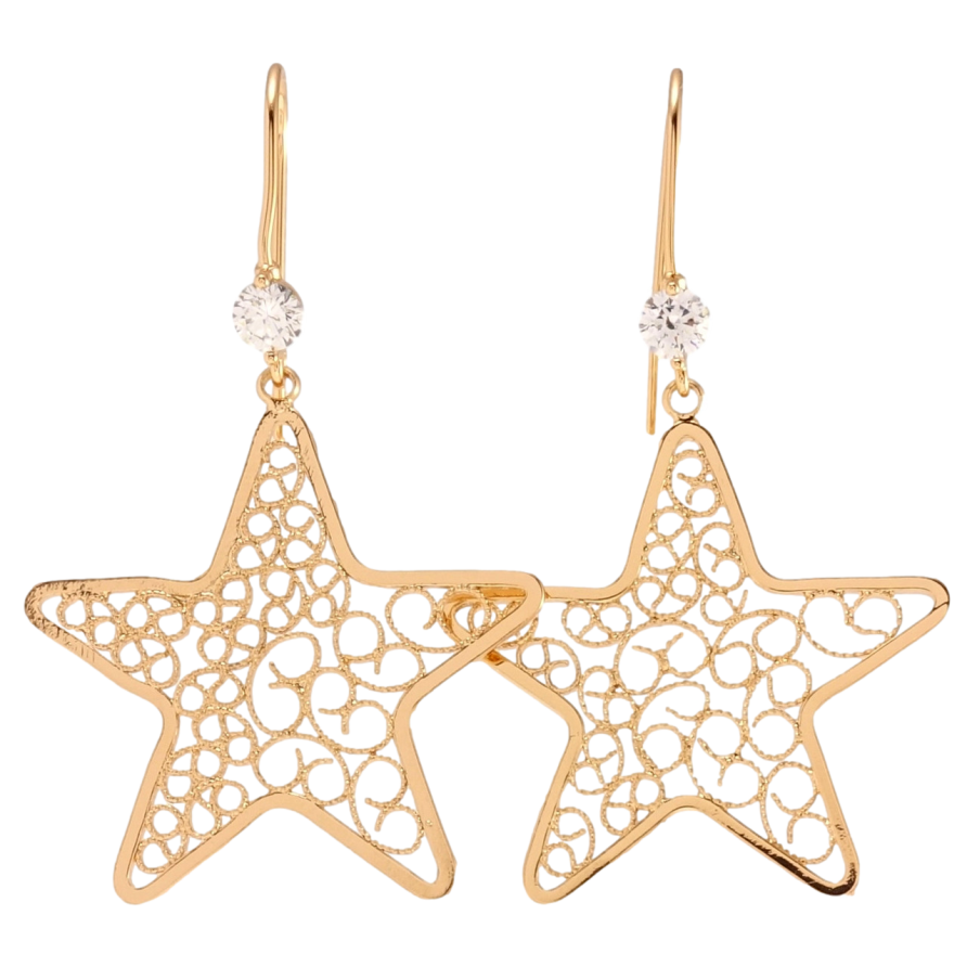 Сережки Xuping Позолота 18K французький замок Ажурні зірки візерунок на один бік фото №1