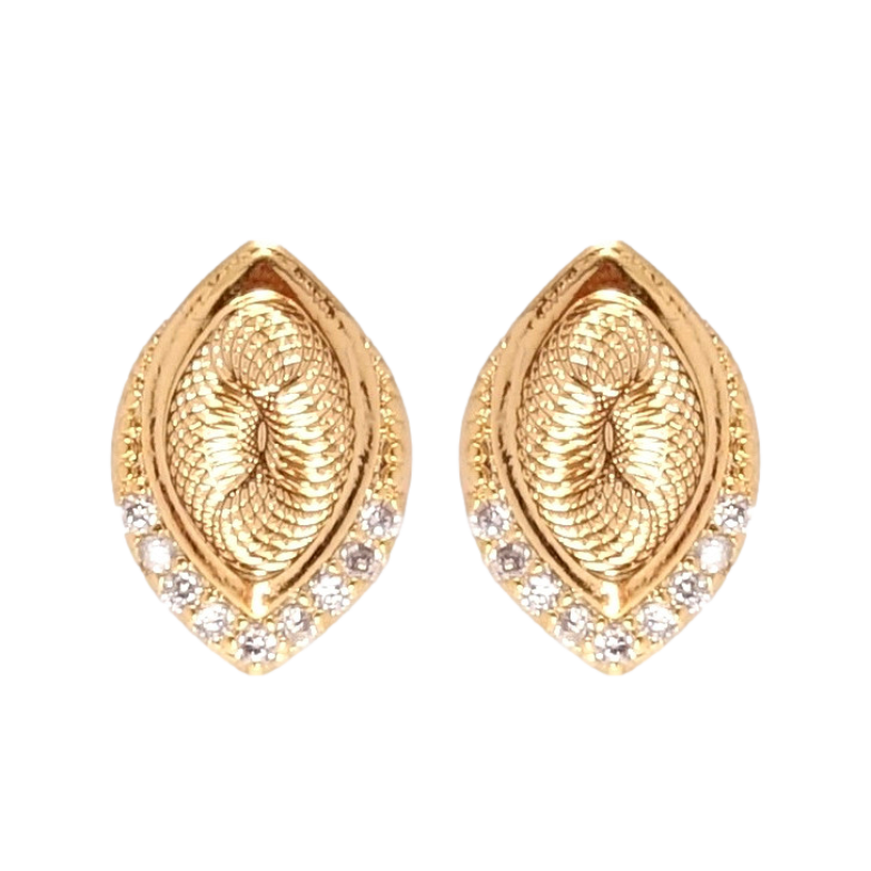 Сережки Xuping Позолота 18K пусети Декоративні пелюстки з цирконієм фото №1