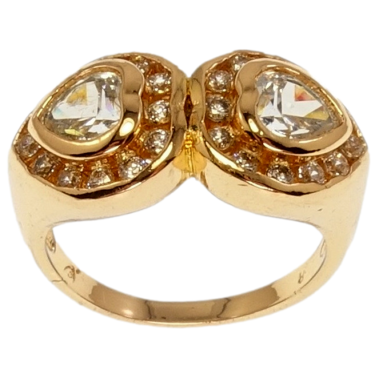 Кольцо Xuping Позолота 18K Два Сердечка фото №22